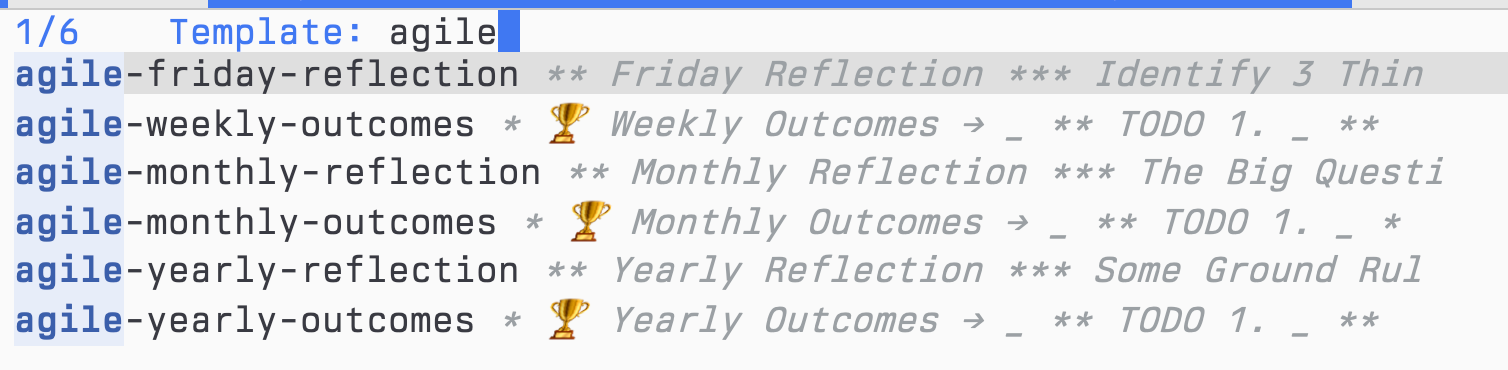 Just 6 templates based on Agile Results principles