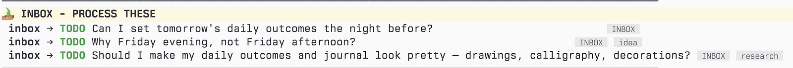 By morning, the book’s tasks are in my agenda like any other.